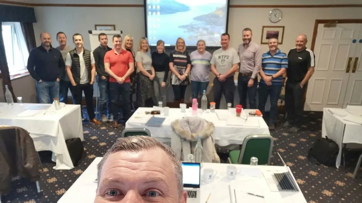 Gavin Thomas with a training group at a NUIRA Safety Training course